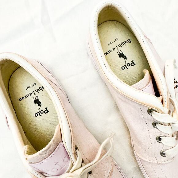 Polo Ralph Lauren Faxon Low Cotton Pink Lace Up Sneakers Size 9 main image 5